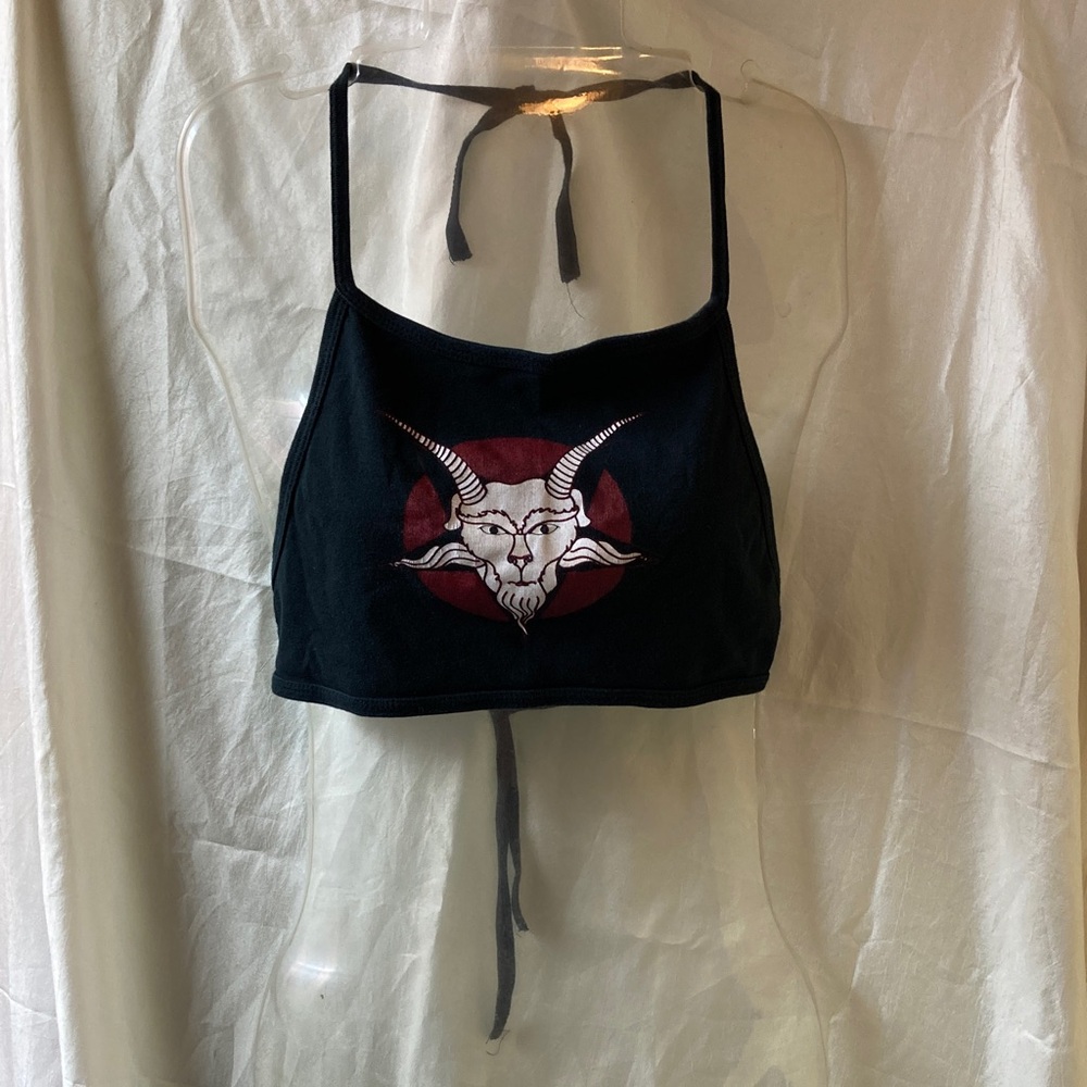 Black Baphomet/Satanic Graphic Crop Top